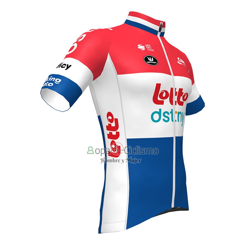Lotto Dstny Ropa Ciclismo Culotte Corto 2023 Mangas Cortas Rojo Blanco